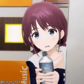 ๐ณ Kaho Komiya The Idolmaster Shiny Colors Music anime girl, drinking water, bottle, idolmaster, kaho komiya, cute, animation, expression whatsapp sticker
