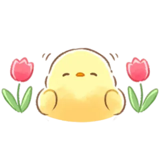 🌹 цыпленок, тюльпаны, каваий, милый, весна, цветок telegram sticker