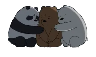 😔 アニメ, クマ, 悲しい, ハグ, ぼくらベアベアーズ, パンダ, グリズリー, アイスベア telegram sticker
