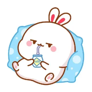 🌚 milk kelinci, imut, kartun, susu, minuman, binatang whatsapp sticker