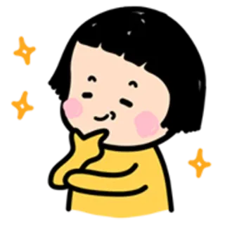 👧 cartoon, illustration, girl, sparkles, happy telegram sticker