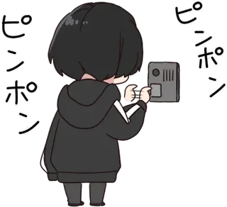 👣 ピンポン 애니메이션, 만화, 만화영화, 초인종, 울림, 일본어, 캐릭터, 애니메이션 스타일 telegram sticker