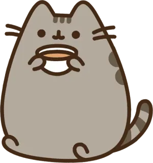 ☕️ Pusheen Katze, Pusheen, Cartoon, Kawaii, Süß, Tee, Tasse telegram sticker