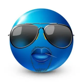 😎 Emoji, Bleu, Lunettes de soleil, Cool, Lèvres, Visage telegram sticker