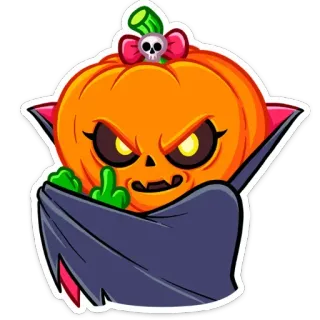 😡 zucca, vampiro, dito medio, offensivo, Halloween, cartone animato telegram sticker