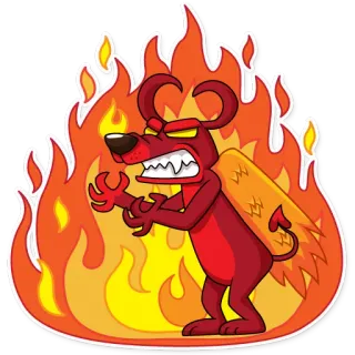 😡 dog, devil, fire, angry, cartoon whatsapp sticker