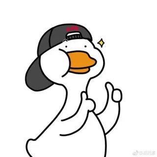 🌟 duck, cartoon, animal, bird, hat, cute, kawaii telegram sticker