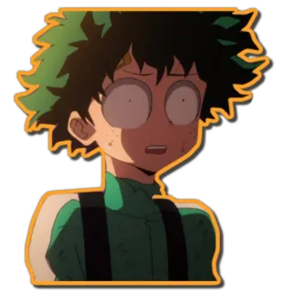 😶 Izuku Midoriya My Hero Academia アニメ, 僕のヒーローアカデミア, デク, 緑谷出久, 漫画, ショック, びっくり telegram sticker