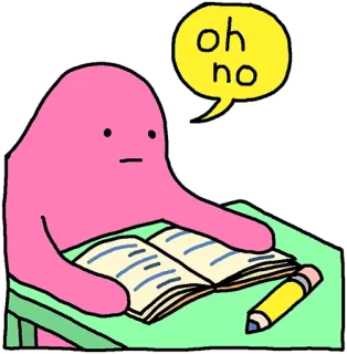 😞 oh no Dibujo animado, Personaje, Leyendo, Oh no, Estudiando, Preocupado telegram sticker