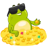 🤑 rã, dinheiro, ouro, rico, óculos de sol, desenho animado telegram sticker