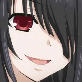⏰ Anime, Fille, Personnage, Manga, Yeux rouges, Sourire whatsapp sticker