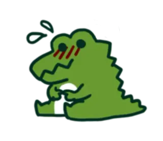 😊 Cartone animato, Alligatore, Coccodrillo, Verde, Carino, Sudore telegram sticker