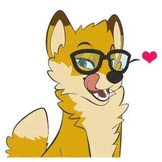 😏 fox, cartoon, glasses, cute, animal, love, heart telegram sticker