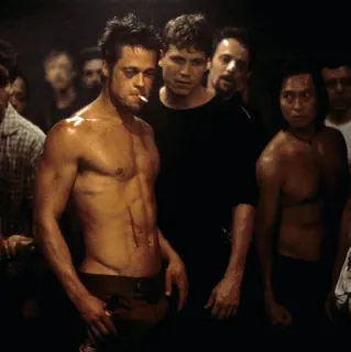 👊 Tyler Durden Fight Club Fight Club, Tyler Durden, Brad Pitt, Gewalt, Film, Blut, Zigarette telegram sticker