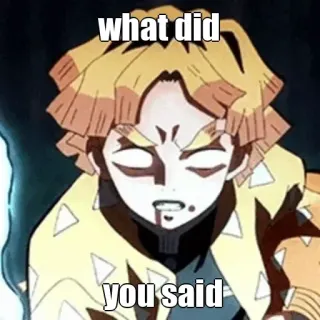 🙂 Zenitsu Agatsuma Demon Slayer what did you said Anime, Demon Slayer, Zenitsu, Lucu, Meme telegram sticker