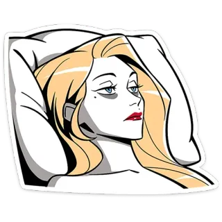 🫠 wanita, pirang, ilustrasi, lelah, kartun telegram sticker