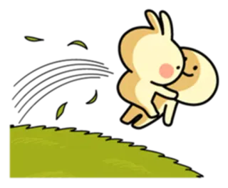 💞 мультфильм, кролик, объятие, милый, прыжок telegram sticker