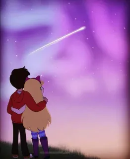 ❤️ Star Butterfly Star vs. the Forces of Evil star butterfly, marco diaz, desenho animado, casal, meteoro, abraço, amor, amizade, animado whatsapp sticker
