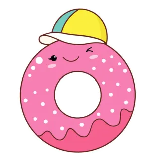🍩 donut, essen, dessert, süß, niedlich, cartoon whatsapp sticker
