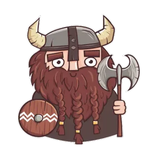 🙂 viking, machado, guerreiro, capacete, escudo, trança, barba whatsapp sticker
