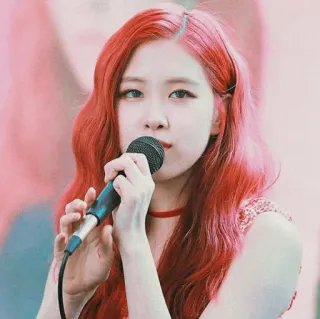 ⚓️ Rose kpop, певица, микрофон, женщина, роза, blackpink, рыжие волосы telegram sticker