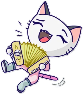 😜 gato, animal, espacio, acordeón, dibujos animados, kawaii, pegatina whatsapp sticker