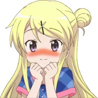😳 anime, cartoon, girl, cute, blond, kawaii, character, sticker telegram sticker