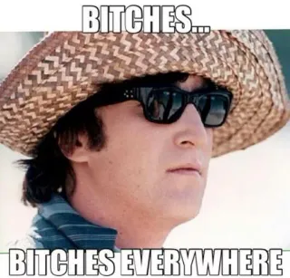 😎 BITCHES...BITCHES EVERYWHERE menyinggung, meme, topi, kacamata hitam, penghinaan telegram sticker