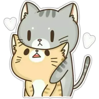 🙄 kot, słodkie, miłość, serca, zwierzęta, kawaii whatsapp sticker