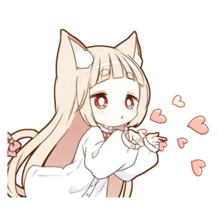 😘 catgirl, anime, kawaii, chibi, hearts, cute telegram sticker