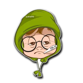 😰 doente, doença, febre, termômetro, desenho animado, moletom com capuz telegram sticker