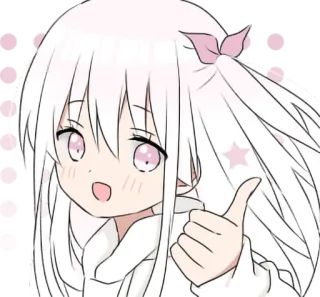 👍 anime, cute, girl, thumbs up, kawaii, cartoon, white hair telegram sticker
