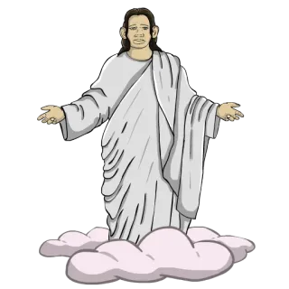 🙌 Jesus Jesus, religious figure, Christianity, cartoon, clouds, religious, god, savior telegram sticker