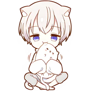 😋 Anime, Katze, Junge, Süß, Kawaii, Chibi whatsapp sticker
