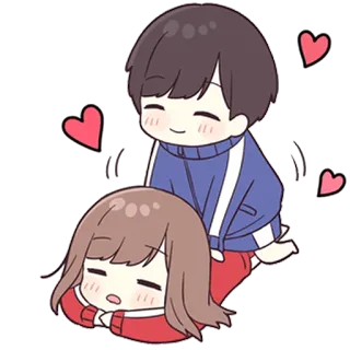 💙 anime, cartoon, love, couple, hearts, kawaii whatsapp sticker