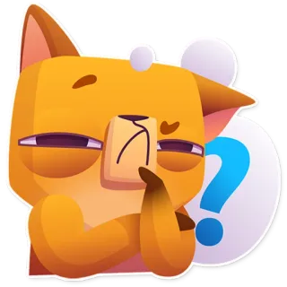🤔 猫, 質問, 考え中, 困惑, 動物, 可愛い, ステッカー telegram sticker