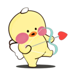 🐥 duck, cupid, arrow, wings, heart, love, cartoon telegram sticker