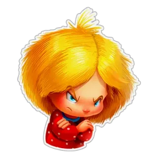 😠 卡通, 生气, 女孩, 可爱, 角色 telegram sticker