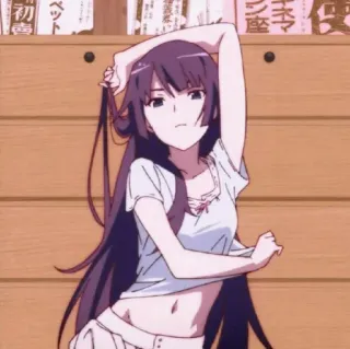 🎭 Hitagi Senjougahara Monogatari anime, dziewczyna, postać, monogatari, hitagi senjougahara, długie włosy telegram sticker