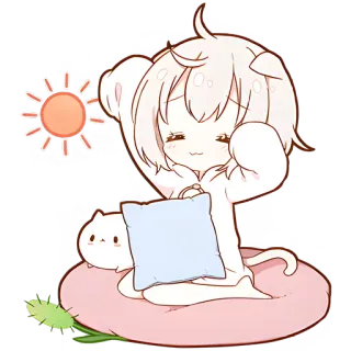 ☕ animé, chat, endormi, mignon, kawaii telegram sticker