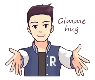 😍 Gimme hug hug, cartoon, man, sticker, greeting telegram sticker
