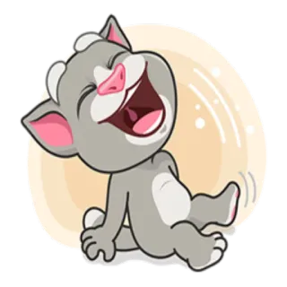 😆 Talking Tom cat, animal, cartoon, laughing, happy telegram sticker