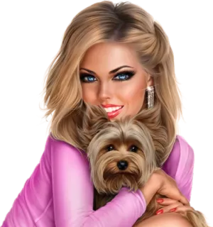 🐶 mujer, perro, rubia, retrato, sonriendo, mascota telegram sticker