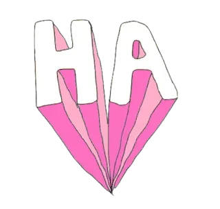 🌝 HA HA, pink, white, lettering telegram sticker