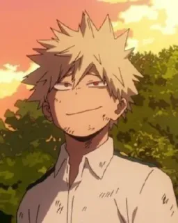🔲 Bakugo My Hero Academia Аниме, Персонаж, Манга, Герой, Блондин, Злой whatsapp sticker