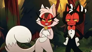 😎 Helluva Boss, dibujos animados, demonios, gato, Moxxie, Blitzo whatsapp sticker