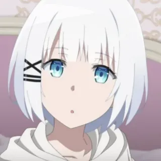 🍁 Siesta Tantei wa Mou, Shindeiru anime, garota, cabelo branco, olhos azuis, fofa telegram sticker