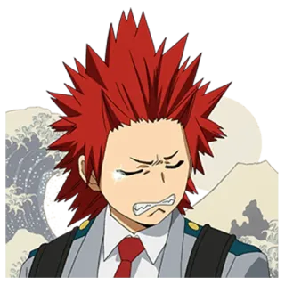 😭 Eijiro Kirishima My Hero Academia anime, cartone animato, capelli rossi, Eijiro Kirishima, My Hero Academia, triste, piangere telegram sticker