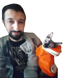 😃 мужчина, кот, селфи, портрет whatsapp sticker
