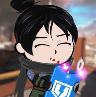 😂 Wraith Apex Legends video game, cartoon, chibi, drink, character, Apex Legends, Wraith telegram sticker